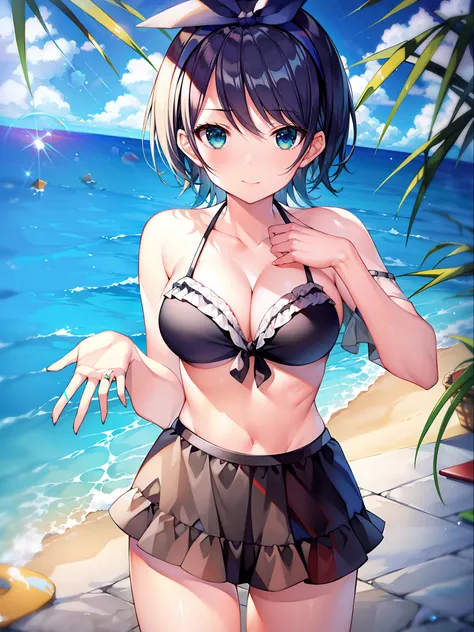 (masterpiece, best quality, 8k, highres:1.2), 1girl, bikini, beach,