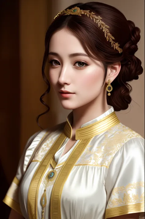 a beautiful english woman in traditional costume, (masterpiece), (portrait), (original photo), (very detailed cg unified 8k wall...