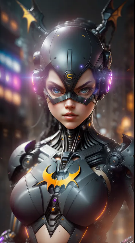 batgirl from dc photography, biomechanical, complex robot, full growth, hyperrealistic, insane small details, extremely clean li...