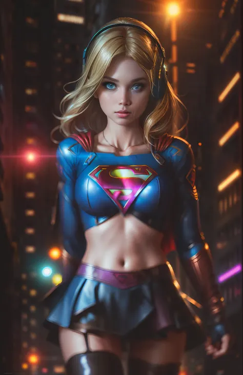 best quality, realistic, blonde, award-winning supergirl illustration, (complicated detail: 1.2), (fine detail), (complicated de...