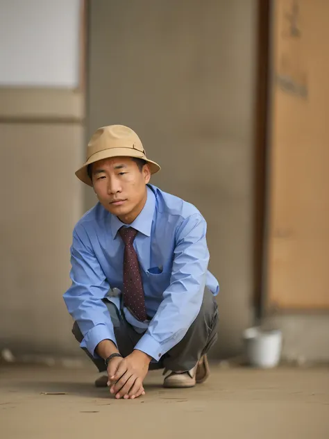 tired east asian working man