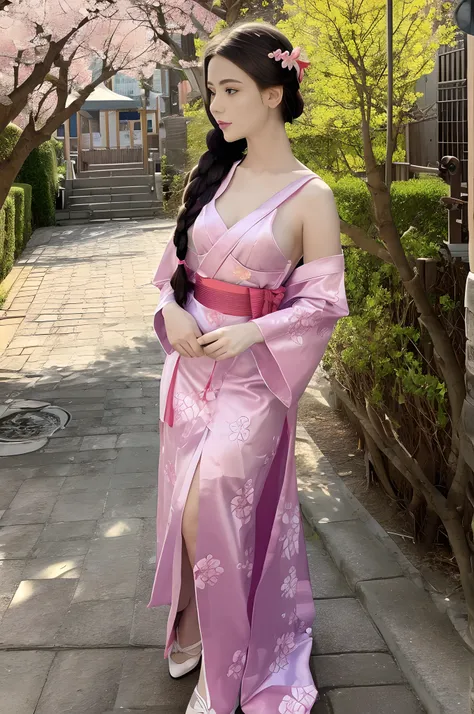 full shot, full detailed body, a masterpiece of erotic art, 1girl, in detail lolita dasha in the image of a japanese geisha walk...