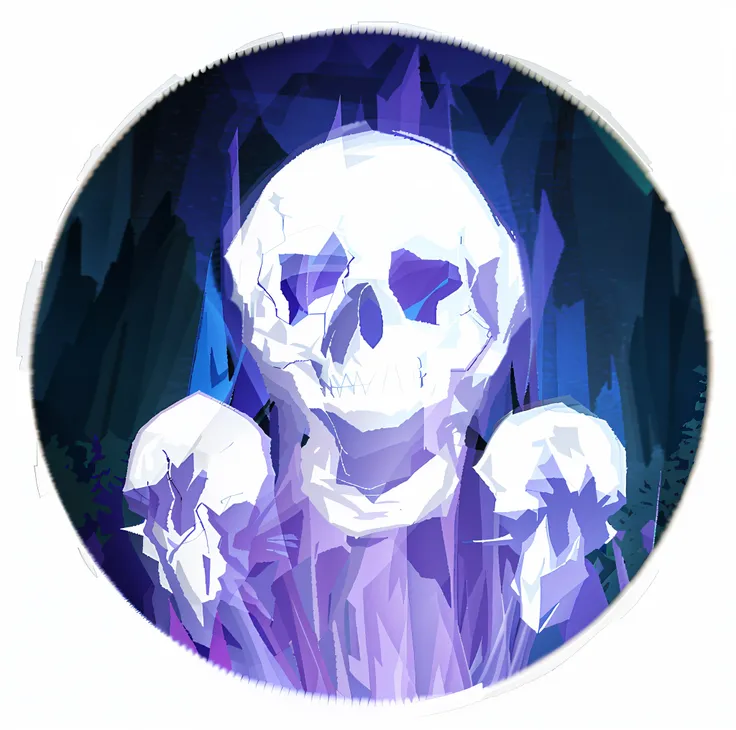 there is a picture of a skull and three skulls in a circle, glowing bones, skull liminal void background, skull bones, fantasy s...