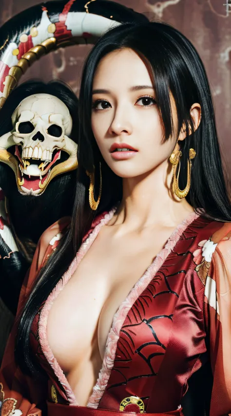 (((masterpiece+best quality+high resolution+ultra-detailed))), boa hancock, long silky black hair, high nose, sharp eyes, noble ...