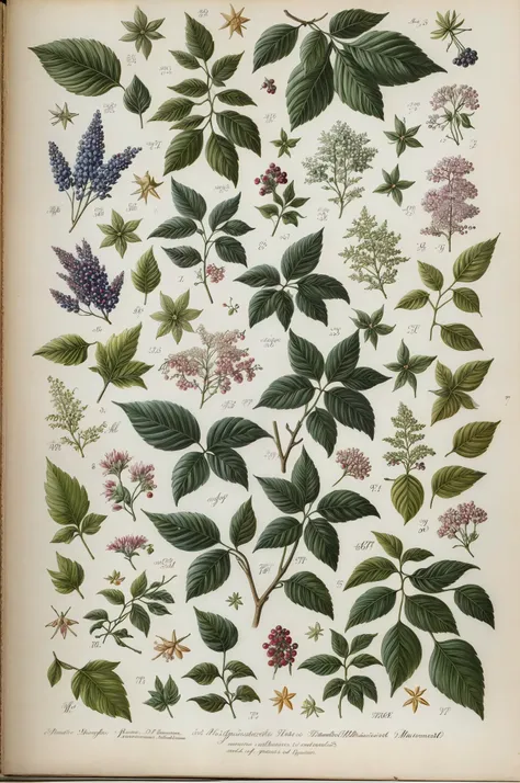 (best quality:1.2), (detailed:1.2), (masterpiece:1.2), vintage botanical illustrations of impossible magic berries (1770 1775) ...