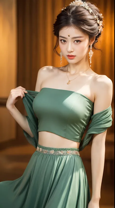 ((Best Quality, 8K, Masterpiece: 1.3)), 1girl, single, slim abs beauty: 1.3, (casual hairstyle, big breasts: 1.2), dress: 1.1, super fine face, delicate eyes, double eyelids, dunhuang,