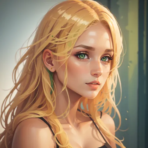 beautiful woman with blonde hair and green eyes