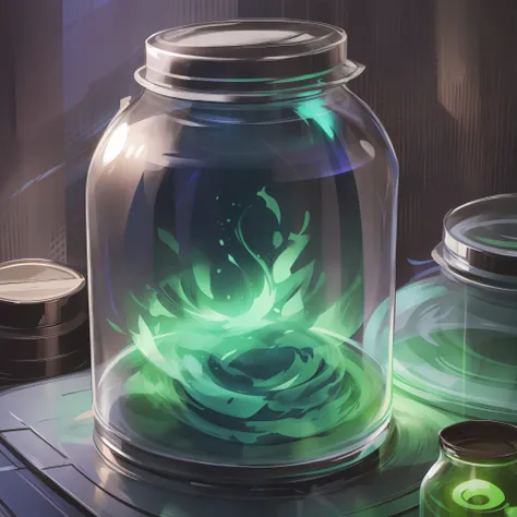 Enclosed scifi jar, ghastly glow