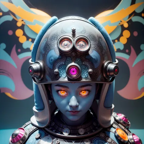 (kittybot shaman DMT aura with a transparent helmet with a protruding brain: 1.4), (metal wings: 1.2), (hyperloop car flask mask: 1.2), (kawaii cyberpop fractal art: 1.6), (Tobias Gremmler art style of fluid and dynamic forms: 1.6), (organic-geometric mix:...