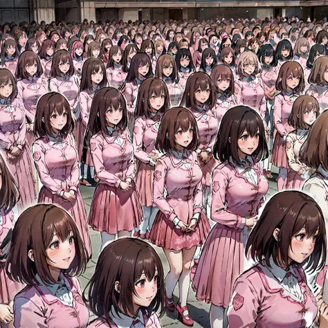 perfect anime illustration, multiple girls, thousands of girls, millions of girls, rich girls, clones, identical sisters, sister...