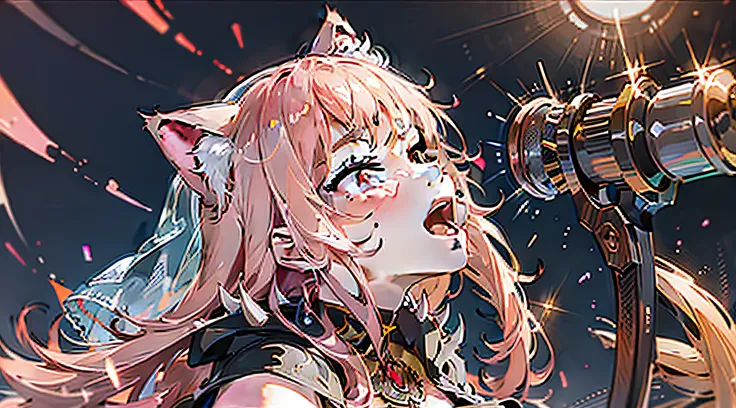 cat ear, stage, singing, great angle