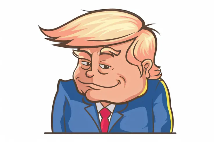 a cartoon image of a man with a suit and tie, portrait of trump, portrait of donald trump, donald trump face, handsome donald trump, with donald trump hair, donald trump ’ s face, donald trumps face, donald trump fortnite skin, trump hair, donald trump por...