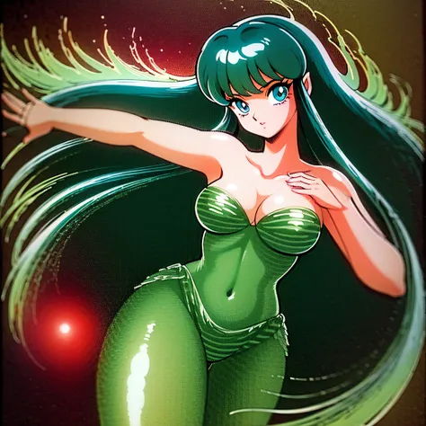 takahashi rumiko lum, cowboy shot, [retro anime art style], old anime, 1980s (style), 1990s (style), watercolor (medium), ((best quality)), ((masterpiece)), [detailed], [anime and manga image], [captivating], [enchanting], [narrow hips], [medium breasts], ...
