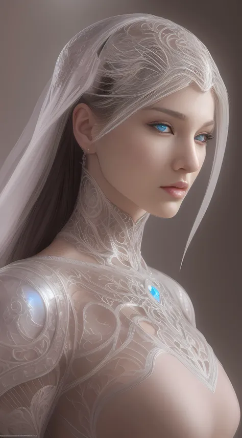 organic cyborg, white plastic, diffuse lighting, fantasy, intricate, elegant, highly detailed, realistic, realistic, digital pai...