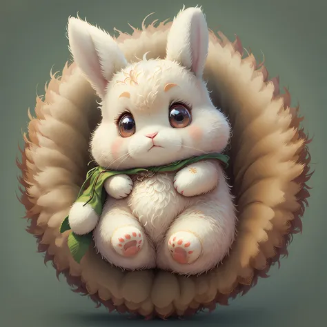 draw a cute and huggable rabbit character inspired by the illustrations in "inai inai baa." give it a fluffy, round body and gen...