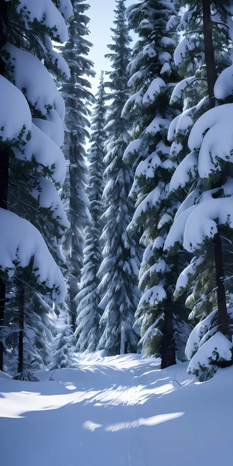 Masterpiece, best quality, high quality, highly detailed CG unity 8k wallpaper, coniferous forest, silence, towering conifers covering the forest floor, severe cold climate, serene beauty, snow, winter, mild summer, breeze, Conifers, branches, bokeh, depth...