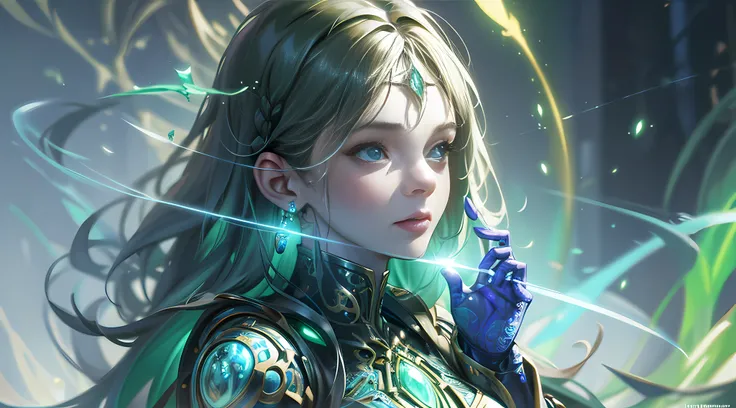 organic cyborg, gorgeous texture, diffuse lighting, luminous ornaments, light reflection, fantasy, color, glow, firefly, intricate, elegant, highly detailed, realistic, realistic, digital painting, art station, illustration, concept art, smooth, sharp focu...