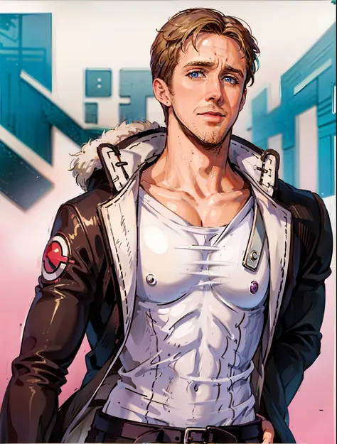 ryan gosling, jo jo anime style