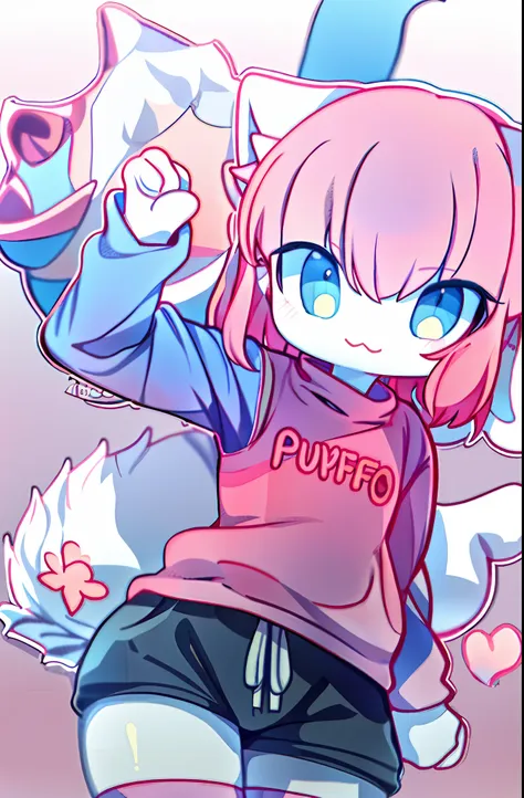 anime boy with a pink shirt and white crotch, and a pink cat, fursona!!!!, female furry mini cute style, cute anime catboy, furr...