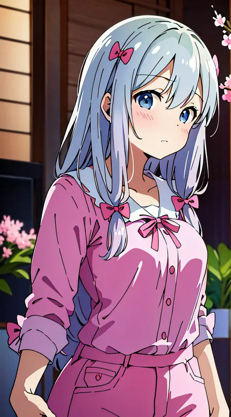 masterpiece, best quality, izumi_sagiri, pink, stunning