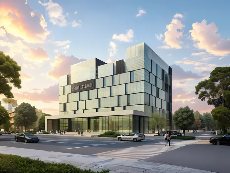 rendering of a large building with a lot of windows and a lot of cars, architectural rendering, medical research facility, sharp hq rendering, wide angle exterior 2022, architectural render, artistic render, detailed picture, photo render, detailed image, ...