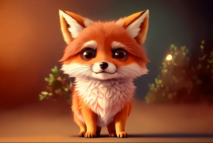 a little furry animal with big eyes and a nose, adorable digital painting, cute fox, cute animal, cute detailed digital art, cut...