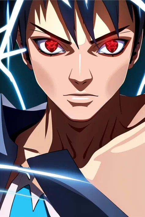 4k hd, anime boy with rxos eyes with lightning details ((8kk hd))