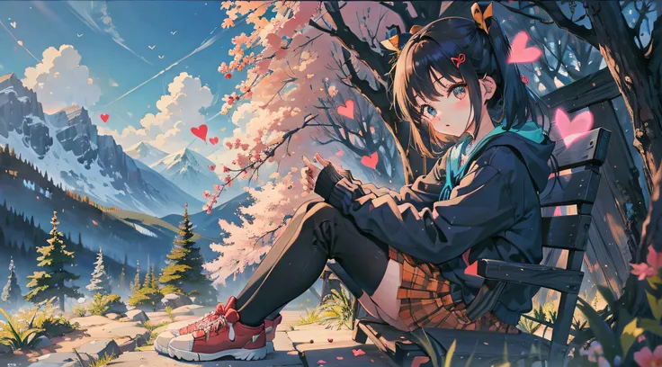 1girl,Takanashi Rikka,chair,outdoors, full body, heart,sitting, --auto --s2
