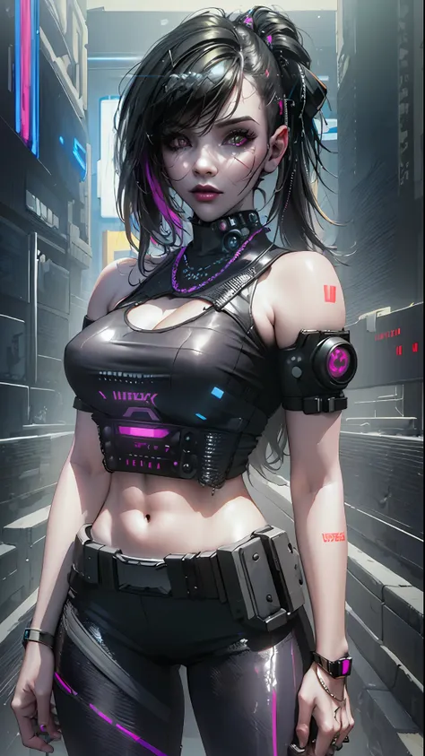 ((best quality)), ((masterpiece)), (highly detailed:1.3), .... 3d, beautiful (cyberpunk:1.3) , stylish woman looking at camera, ...