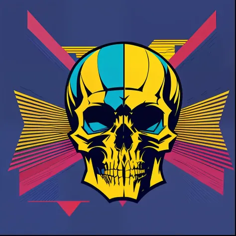 vampire skull, cubism, vectorization, vibrant colors, expressionism, synthwave::d central composition graphic sign, t-shirt vect...