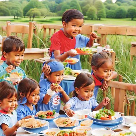 child having lunch