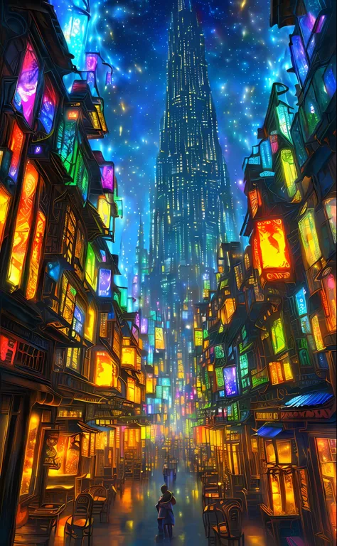 enter a realm of fantasy and wonder with an artistic portrayal of the "city of the fireflies." this digital illustration brings ...