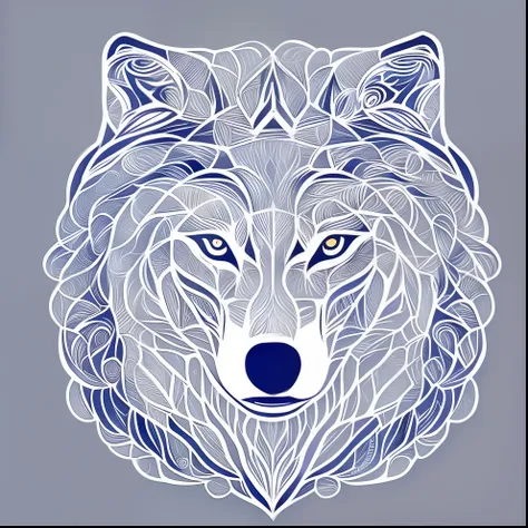 t-shirt logo, illustration of a wolf face, using only black lines. delimit the shapes and characteristics of the animal with car...