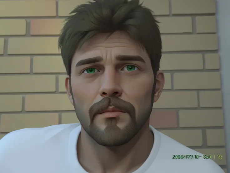 40-year-old man, light green eyes, thin beard, short brown hair, 8k, ultra realistic