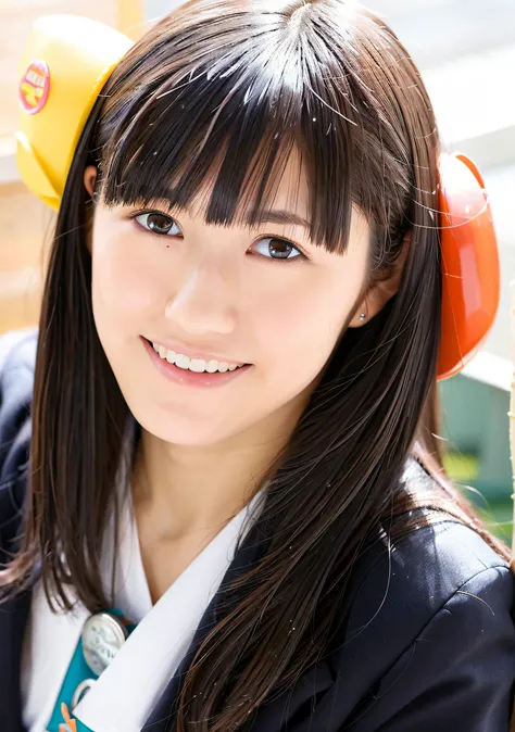 best quality, ultra high res, (photorealistic:1.4), blunt bangs, light smile, school uniform, serafuku,