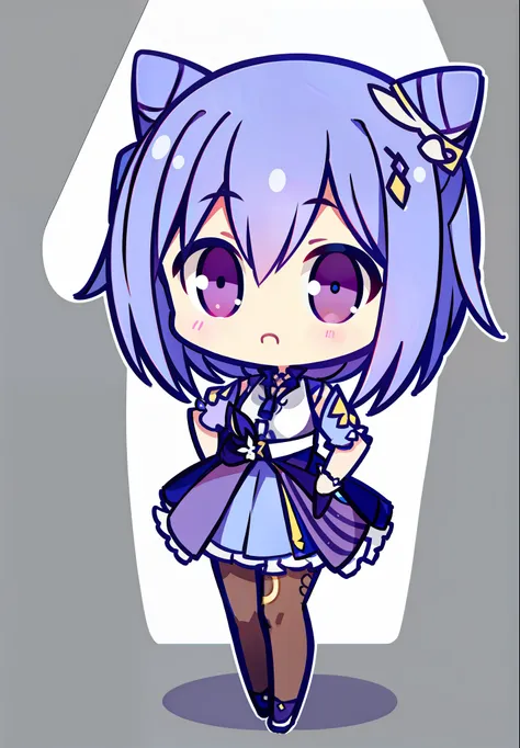 chibi, full body, white background, solidbackground, simple background, high details, uhd, keqingdef