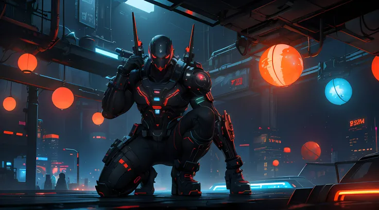 "Glowing orbs and rusty steel, a vast world of metal and neon lights in cyberpunk style, razor-sharp in 4K ray tracing - a masterpiece of digital art."