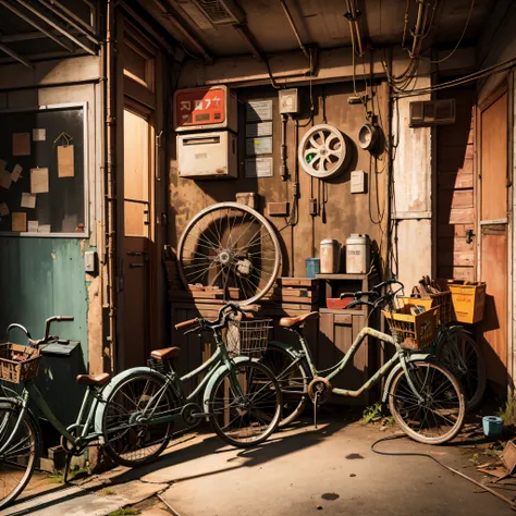 abandoned house, entrance, dojunkai apartment surreal and highly detailed illustrations, images with objects very loaded, viewpo...