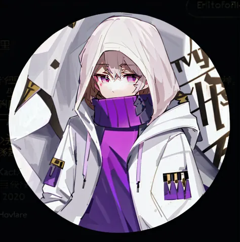 a close up of a person in a purple dress and a white jacket, profile picture 1024px, from girls frontline, discord profile picture, ( ( ( yoshinari yoh ) ) ), girls frontline style, from arknights, girls frontline universe, anime moe artstyle, high quality...