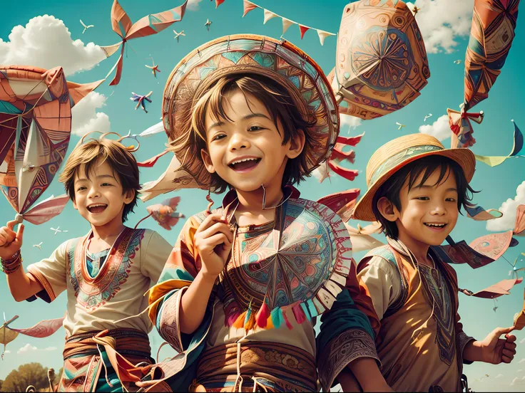 bohoai (happy boys and girls) flying kites