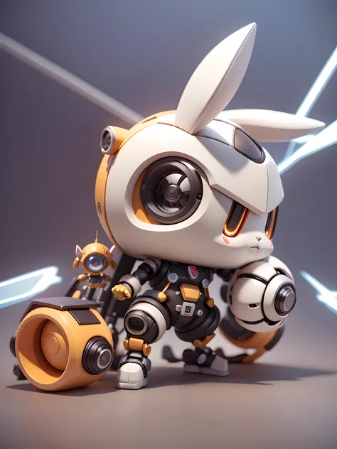 (mechanical, bunny: 1.331), (mechanical bunny tail), cute style, small, big head, (hot wheels: 1.331), 3d rendering, ((q version...