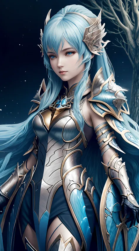 a close-up of a woman wearing ethereal armor, extreme fantasy art, high-quality 2.5d anime fantasy works, exquisite epic armor, ...