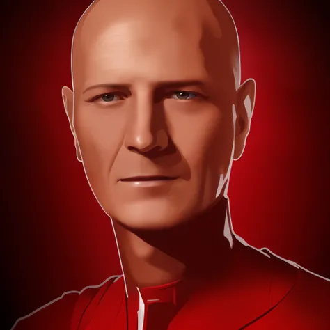 bald head man with a military uniform, Portrait Digital Art, blue nebula in the back, Digital Art Portrait, (ultra photorealistic:1.3), (masterpiece:1.4), (cowboy shot:1.2), best quality, ((realistic)), high quality, ultra detailed, ((real image)), ((reali...