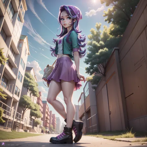 starlight_glimmer, adult girl, casual wear, standing tall, standing in front of, summer, park, sunny day,