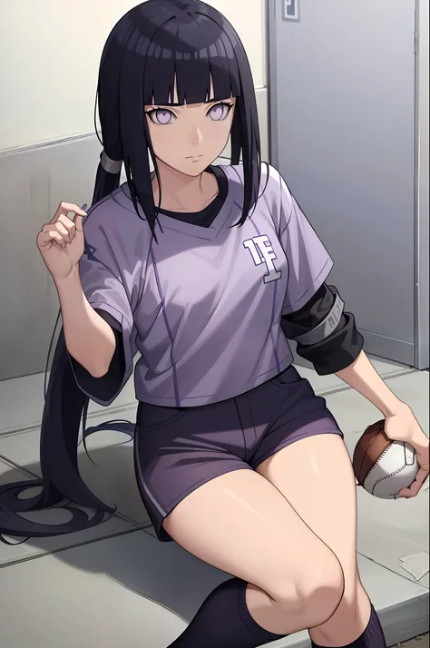 ((masterpiece:1.2, best quality)), hinata/(boruto/),1girl, long hair, dark blue hair, purple eyes, baseball shirt, baseball pant...