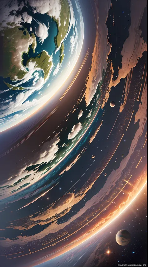 "realistic illustration of the earth by dan mumforddo in the solar system, high richness of detail, concept art, light reflectio...