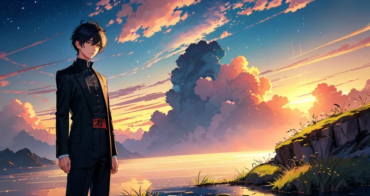 (杰作:1.5),(超详细),(超级详细CG 8K壁纸),(bestshadow:1.1),(1boy:1.2),(stroppy, soloist:1.3),(fantasy),(night sky),(outdoor),(cloud),(wind),(short hair),(focus on theme),(extremely detailed eyes),(face shadow),(foreground and background:1.1),(composition, proportion),(...