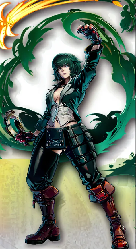 fighting game character, Guilty Gear Strive Style,Guilty Gear art style, video game character, official character art, fighter pose, official art