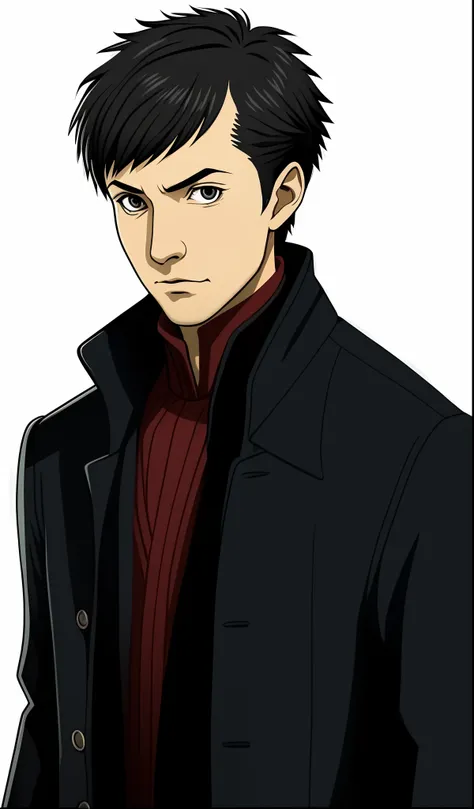 Shin Megami Tensei, Man, Cachicol, Overcoat, Short Hair, Social Haircut, Grey Pupils