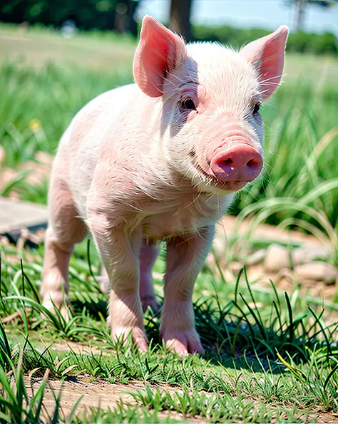 a pink pig on the grass, ultimatepinkpig